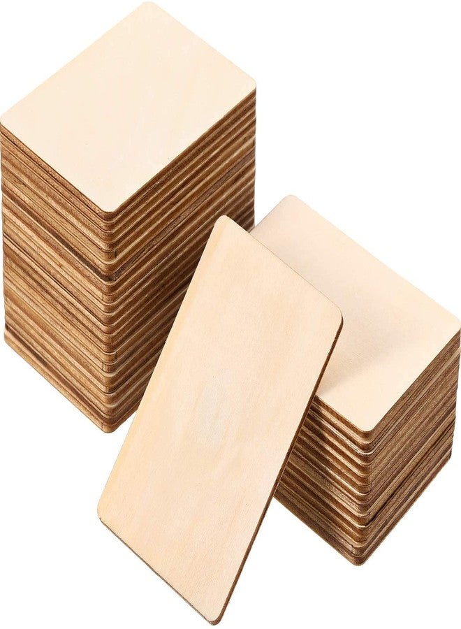 Cliths Blank Wood Squares Wood Pieces Unfinished Round Corner Square Wooden Cutouts for Arts Craft Project, Decoration, (2.5 x 3.5 Inch, 36 Pieces) - Image 1